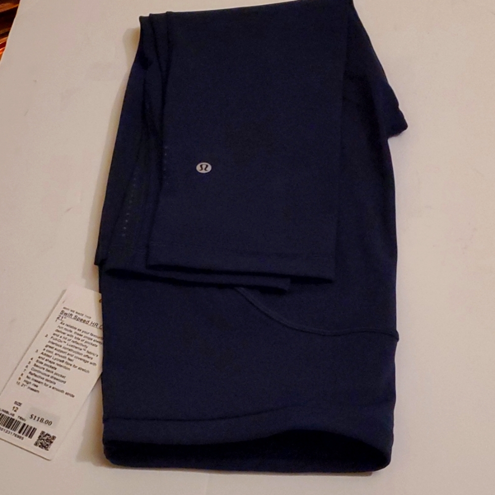 Lululemon Swift Speed HR Crop 21" Size 12 Navy Blu